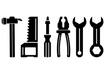 Set of icons of building tools. Vector illustration