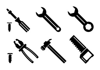 Set of icons of building tools. Vector illustration