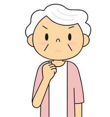 シニア　女性　握りこぶし　おばあちゃん　二頭身