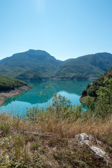Obraz premium Baserca reservoir in the Pyrenees in Summer