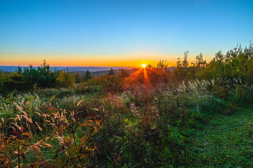 Bieszczady mountains at sunset.