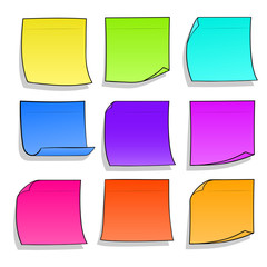 Collection of various note papers. Hand drawn doodle notepaper for messages set. Vector illustration