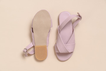 female and woman leather sandals