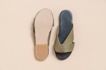 female and woman leather sandals