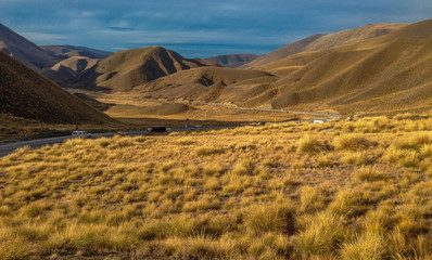 Lindis Pass, scenic route on the South Island of New Zaland