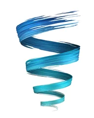 Poster Im Rahmen Cyan und blauer 3D Pinselstrichwirbel © More Images