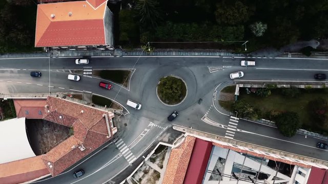 Circle traffic time lapse aerial view
