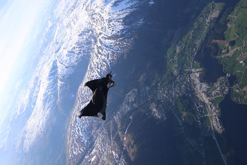 Wingsuit skydiving over Norway