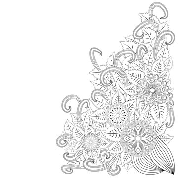 black and white floral corner design clip art preview