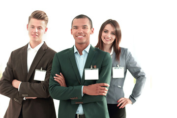 young participants of the conference with blank badges,