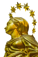 Obraz premium Golden Saint Women with Crowd Sculpture
