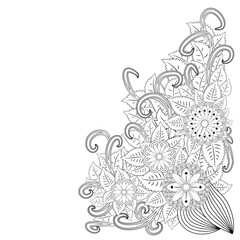 Abstract hand drawn zentangle style frame. Doodle art decorative border.