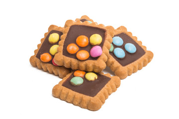 cookies with chocolate colored drops isolated
