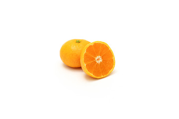 Fototapeta na wymiar Fruit tangerine isolated on white background