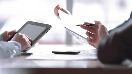 close up.business team discusses new ideas in the office