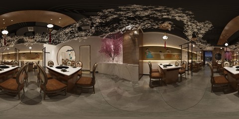 3d render of 360 degrees home interior, living room.