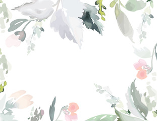 Vector card with floral pattern in watercolor style. Vintage handmade illustration.