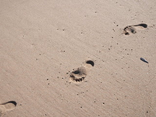 Fototapeta na wymiar empreinte de pas sable