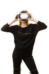 Woman wearing VR goggles