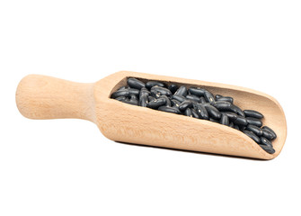 Black beans in scoop