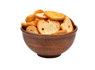 Bruschetta crackers in a bowl