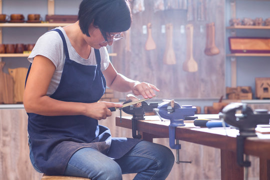 carpenter working in the studio