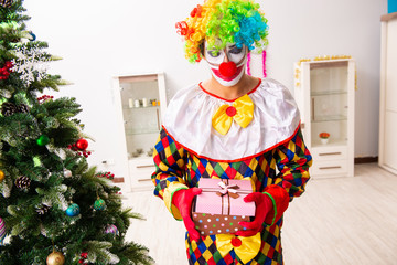 Funny clown in Christmas celebration concept 