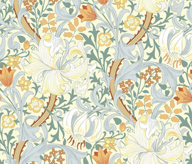 Floral seamless pattern. Modern seamless pattern for interior decoration, wrapping paper, graphic design and textile. Vector illustration. Backgrounds.