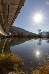 highway bridge over mur river near deutschfeistritz in styria,austria