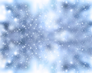 Christmas card with snowflakes. Mysterious snowing background.