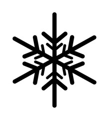 Vector illustration. Snowflake icon isolated on white. Christmas winter holiday. decorative design element. Black silhouette snow flake sign. Symbol of winter, frozen, New Year .