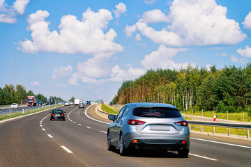Scenery with cars on road of Poland