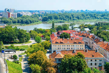 Fototapeta na wymiar Cityscape of Warsaw and Vistula River