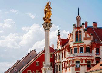 Obraz premium Plague Column at Town Hall in Maribor Slovenia