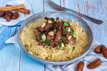 Chicken, date and honey tajine with couscous