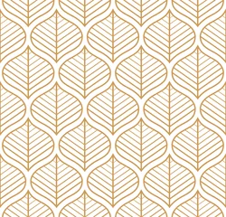 Wallpaper murals Geometric leaves Geometric floral vector seamless pattern. Abstract vector texture. Art Deco Leaves background.