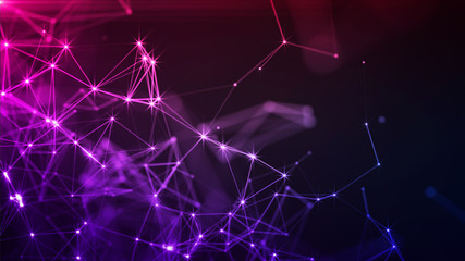 Abstract Background - Purple Connected Glowing Stars Structure