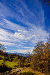 Fototapeta premium Beautiful forest landscape with amazing clouds, Armenia