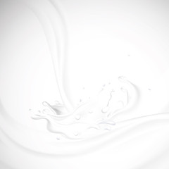 Abstract realistic milk drop with splashes and waves isolated on white background. Vector illustration