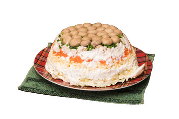 Mushroom salad with champignons and onions