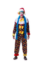 Young funny clown comedian isolated on white 