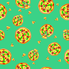 seamless pattern with pizza