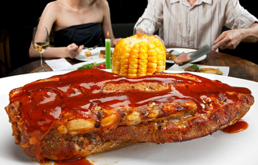 Roasted rib with barbecue sauce