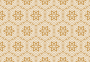 Flower geometric pattern. Seamless vector background. White and gold ornament. Ornament for fabric, wallpaper, packaging, Decorative print