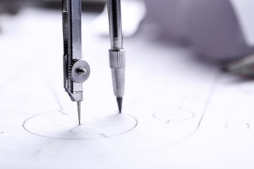 Clear lines of drawing on paper form a fragment of the drawing