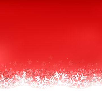 Christmas red background with snowflakes 