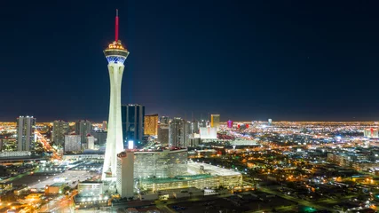 Acrylic prints Las Vegas Aerial View Downtown City Skyline Urban Core Las Vegas Nevada