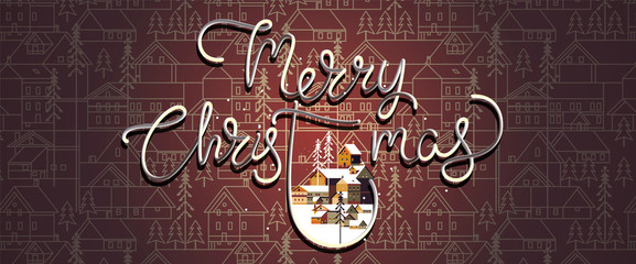 Wishing you a very Merry Christmas and Happy New year. Winter calligraphy and background. Vector illustration.