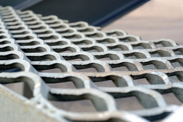 fire metal ladder. grooved steps notch anti-skid