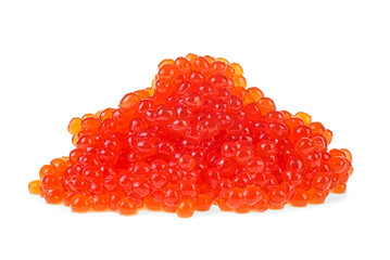 Heap of red caviar isolated on white background